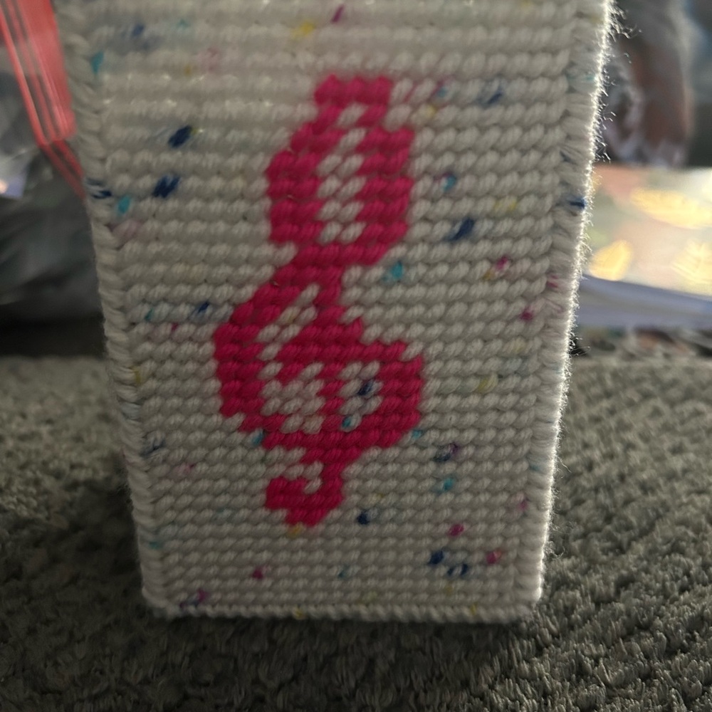 Handcrafted White Speckled Pencil holder with colorful music notes
